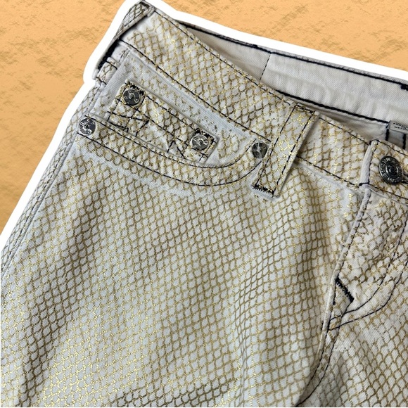 True Religion ‘Skinny Plum’ Skinny Jeans in “Gold Fishnet Scales Print” Size 29 - Picture 7 of 15